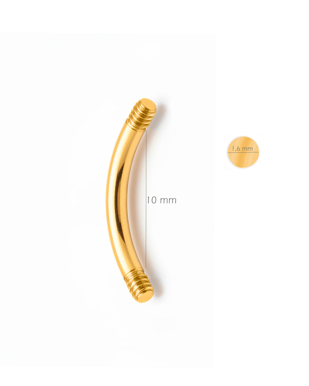 Barra Goldplated 10mm para Piercing de Ombligo