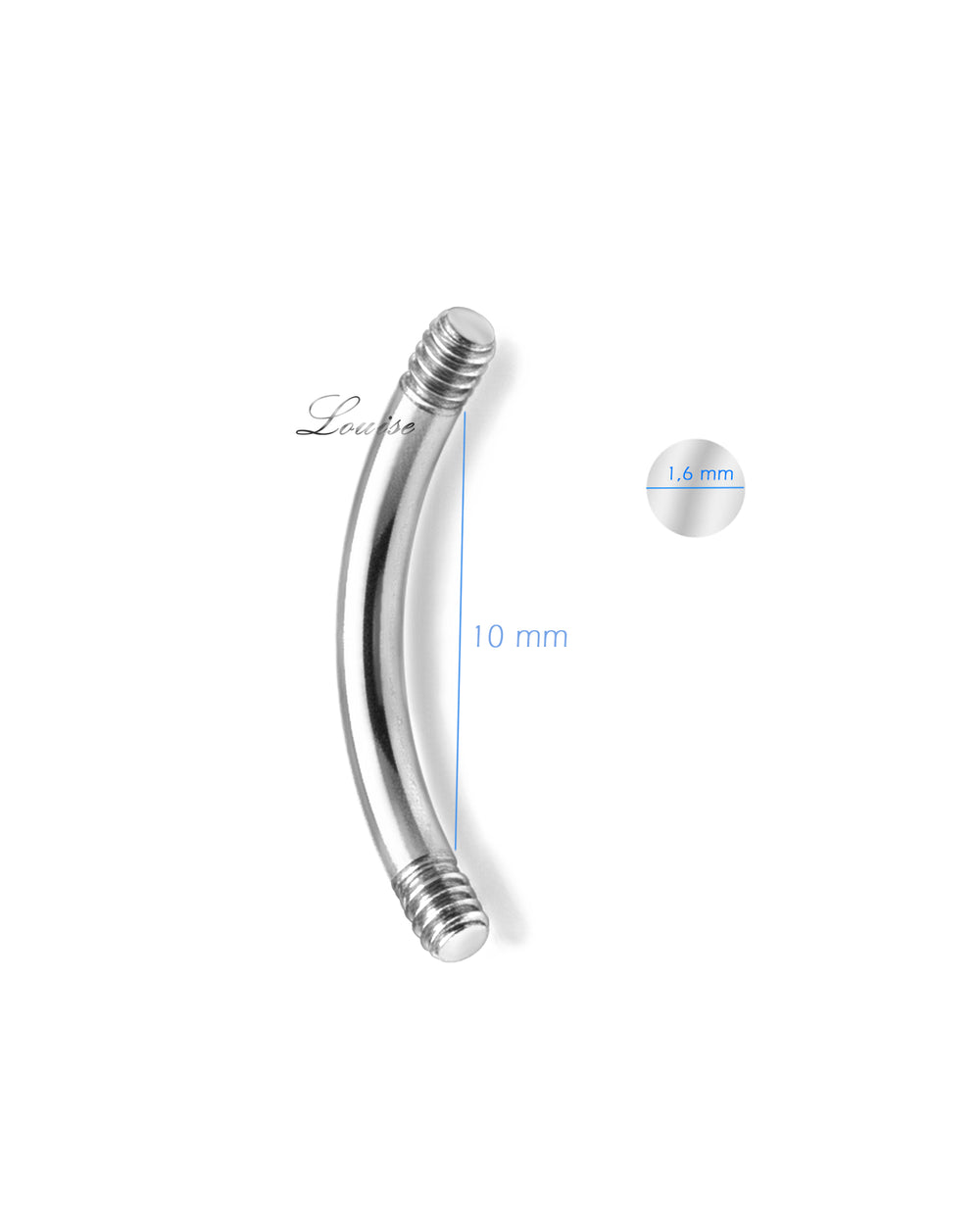 Barra de Titanio 10mm para Piercing de Ombligo con Bola de Cierre 5mm