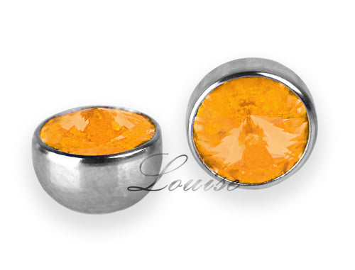 Bola de Rosca para Piercing de Ombligo – Media Bola Jeweled con Cristal Austriaco Naranja Dorado