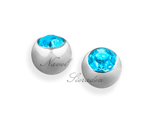 Bola de Rosca para Piercing de Ombligo – Circonita 5 mm – Acero Quirúrgico -aquamarina