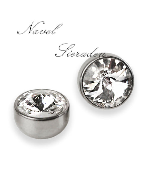Bola de Rosca para Piercing de Ombligo – Media Bola Jeweled con Cristal Austriaco Transparente