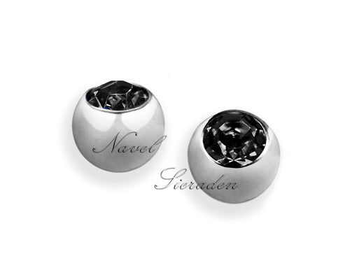 Bola de Rosca para Piercing de Ombligo – Circonita 5 mm – Acero Quirúrgico – Negro Azabache