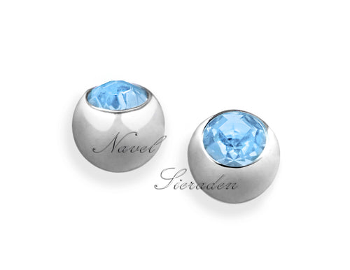Bola de Rosca para Piercing de Ombligo – Circonita 5 mm – Acero Quirúrgico – Azul Claro