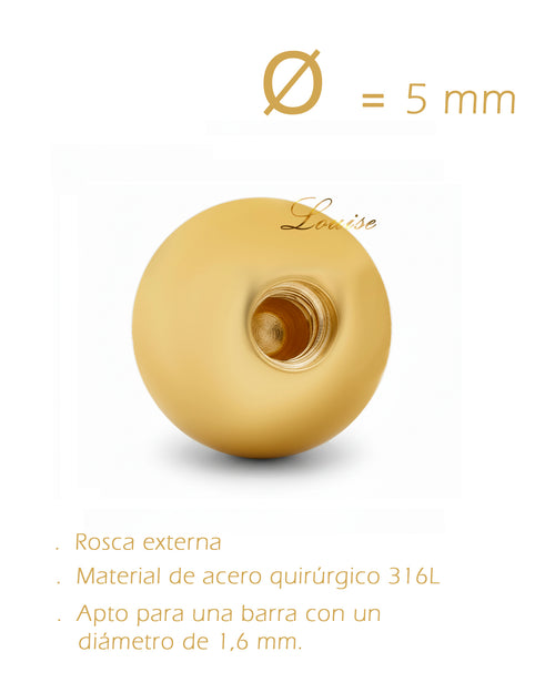 Bola de Cierre Goldplated 5mm con Zirconia para Piercing de Ombligo