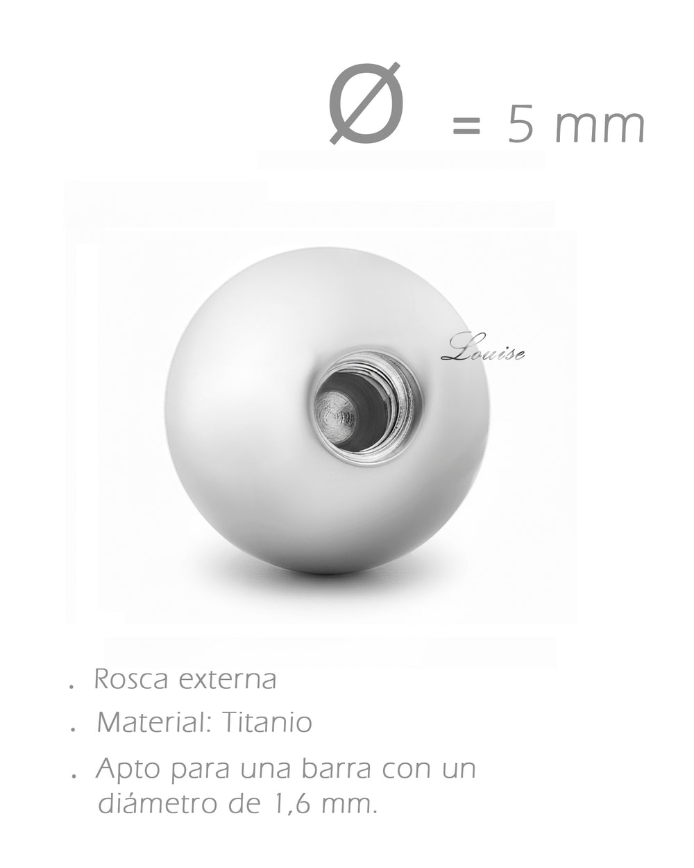 Bola de Cierre de Titanio 5mm para Piercing de Ombligo