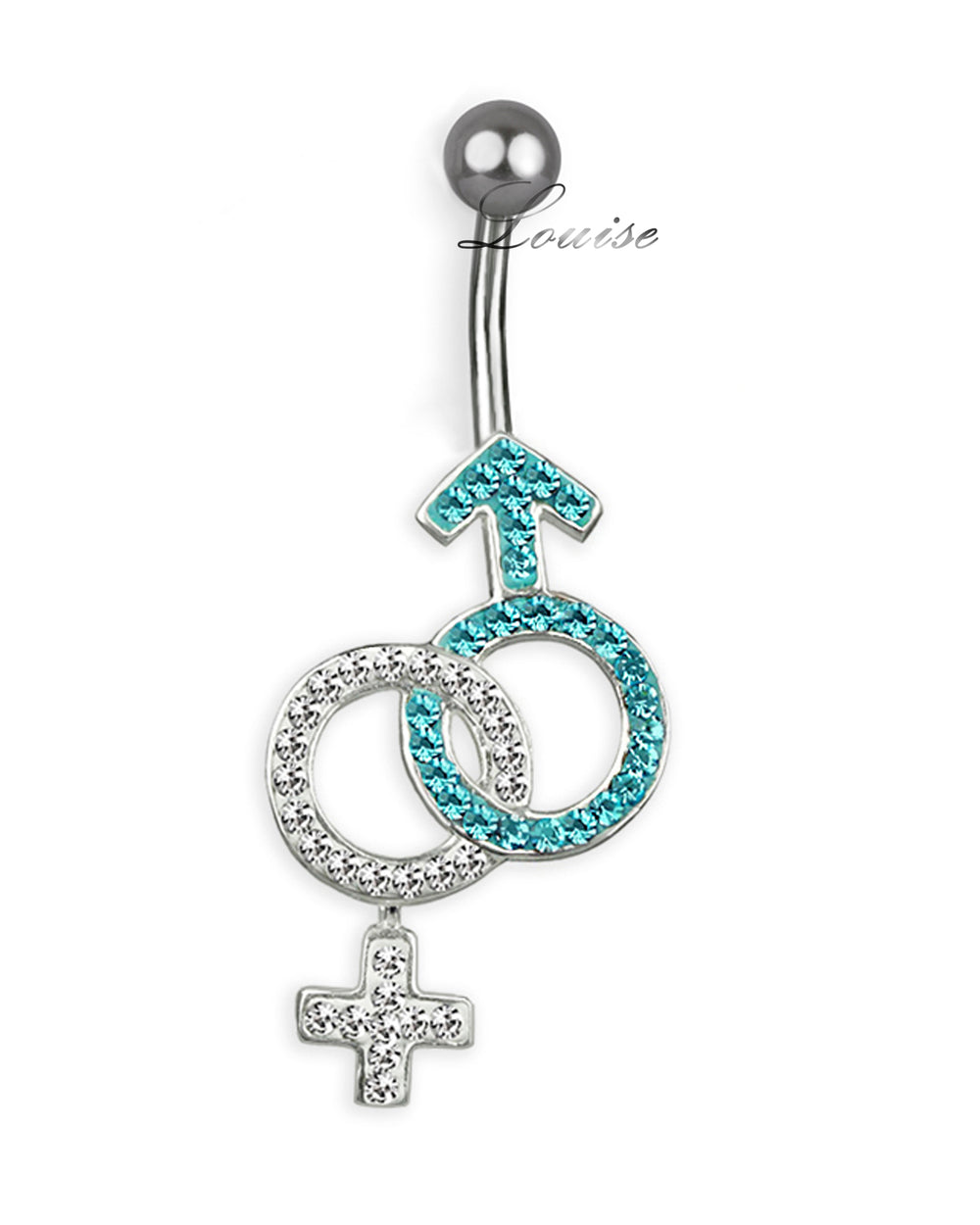 Piercing de Ombligo Titanio Venus y Marte Plata 925 con Zirconias