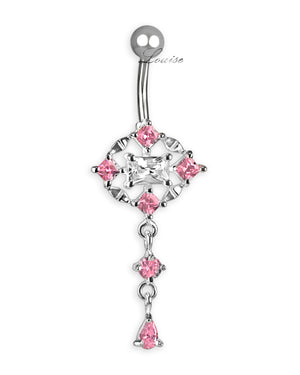 Piercing de Ombligo Titanio Colgante Plata 925 Fantasía con Zirconias