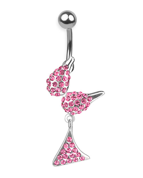 Titanium Belly Button Ring with Silver Bikini and Pink Zirconias