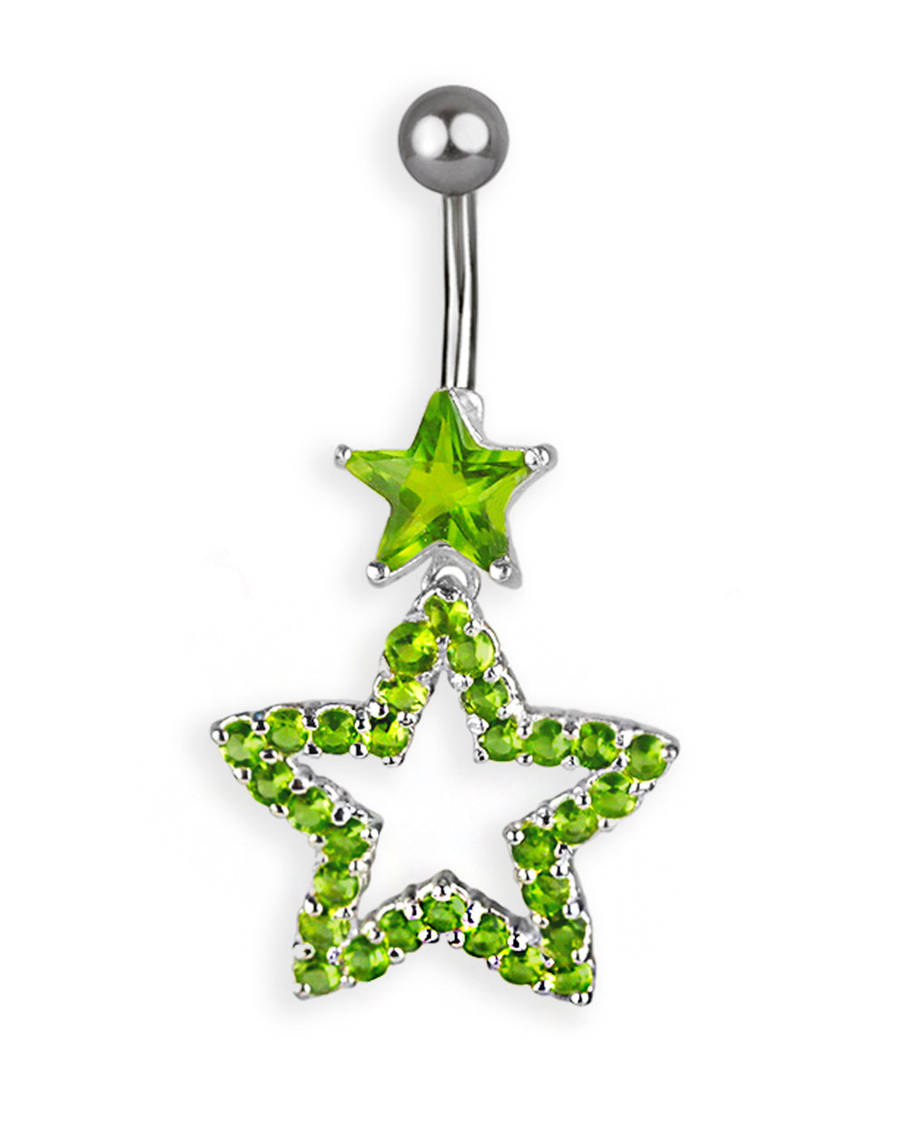 Titanium Belly Button Ring with Sparkling Zirconia Stars