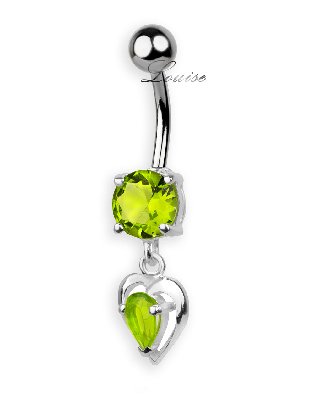 Piercing de Ombligo Titanio Corazón Plata 925 con Zirconia Lima