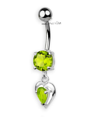 Piercing de Ombligo Titanio Corazón Plata 925 con Zirconia Lima