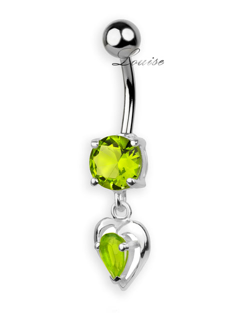 Piercing de Ombligo Titanio Corazón Plata 925 con Zirconia Lima