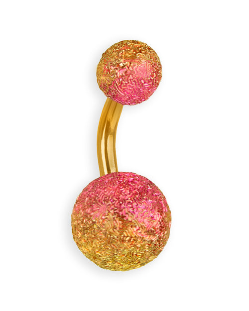 Piercing de ombligo básico brillante en rosa y dorado
