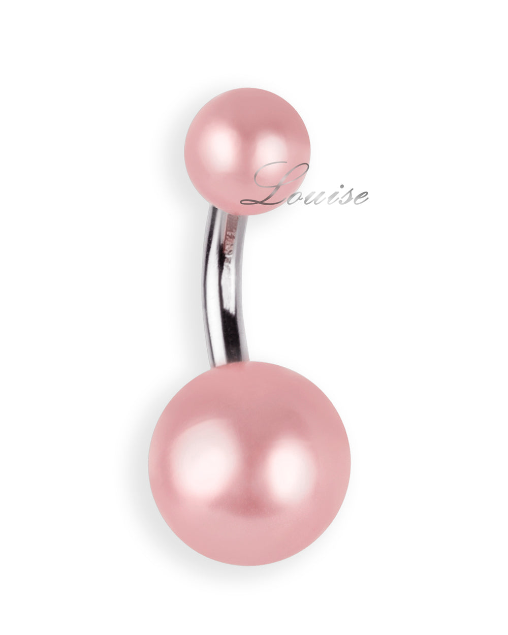 Piercing de ombligo con perlas rosa suave