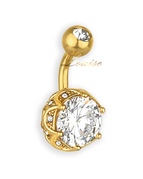 Piercing de ombligo doble jeweled bañado en oro con zirconias