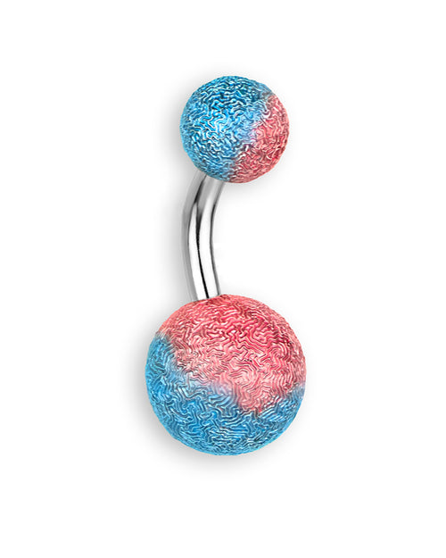 Piercing de ombligo brillante azul y rosa