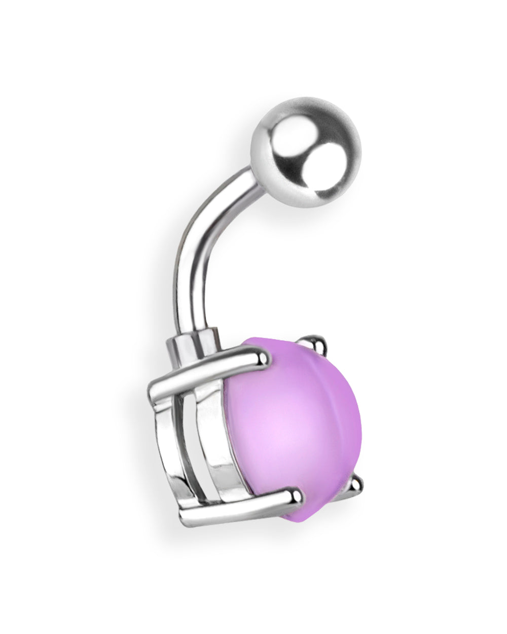 Piercing de ombligo con piedra lila transparente