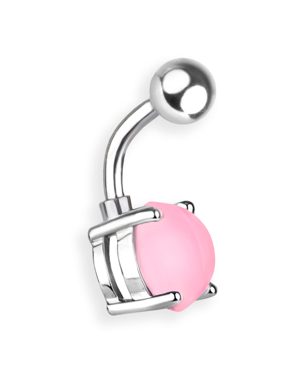 Piercing de ombligo con piedra rosa transparente