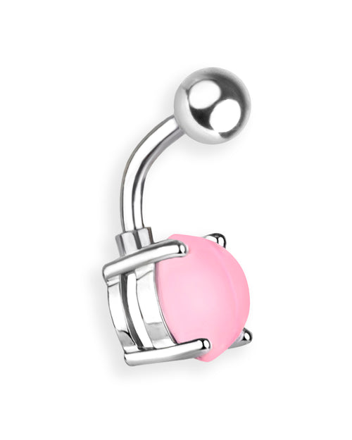 Piercing de ombligo con piedra rosa transparente