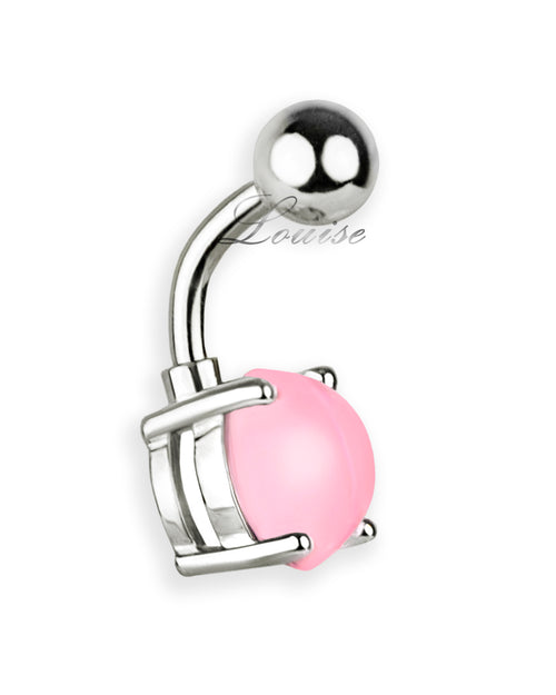 Piercing de ombligo con piedra rosa transparente