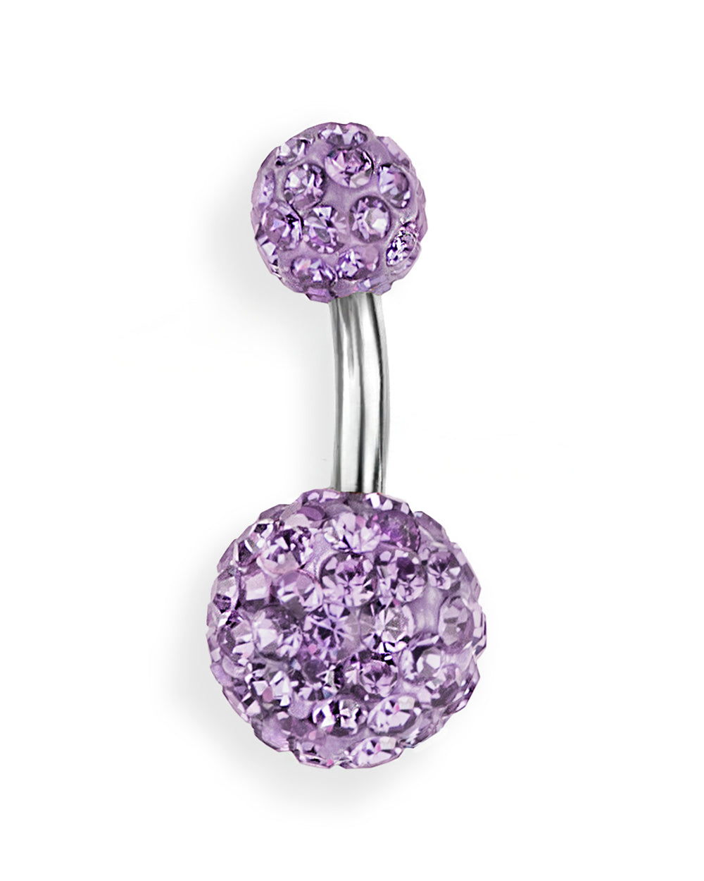 Piercing de ombligo lleno de cristales lila