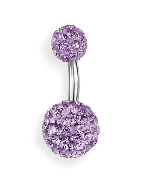 Piercing de ombligo lleno de cristales lila