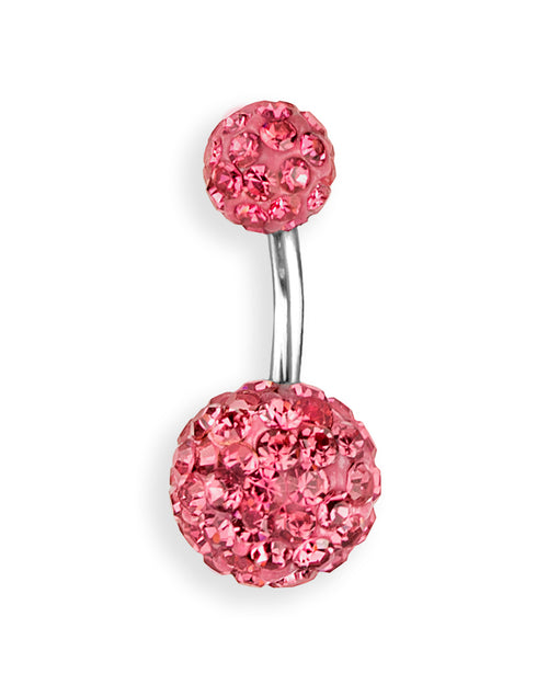 Piercing de ombligo con cristales rosa oscuro