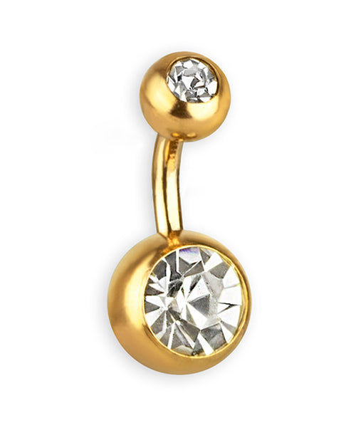 Piercing básico de ombligo dorado con circonitas transparentes