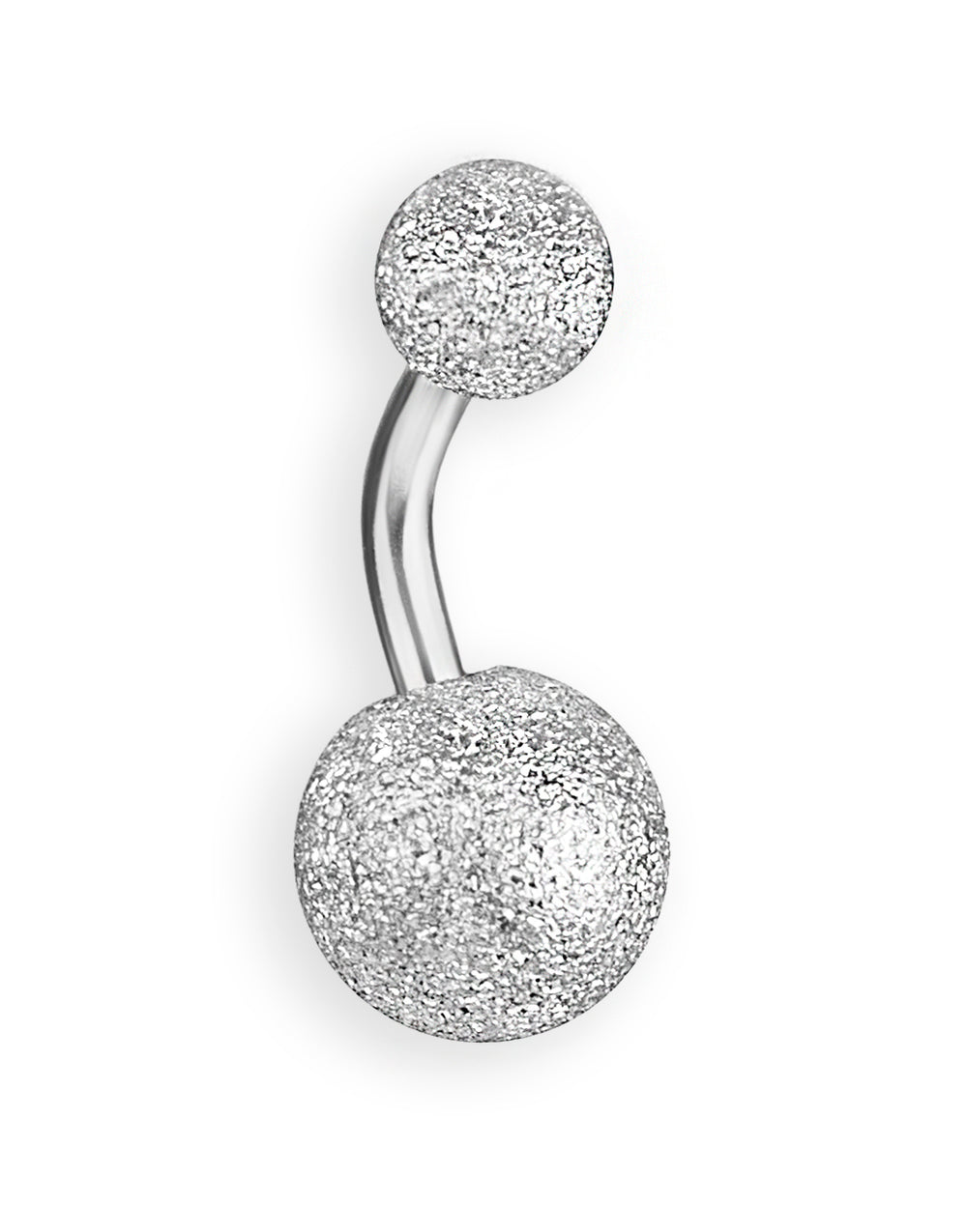 Piercing de ombligo básico en color plata con acabado delicado