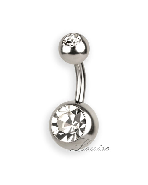 Piercing de ombligo basic doble jeweled con zirconias transparentes