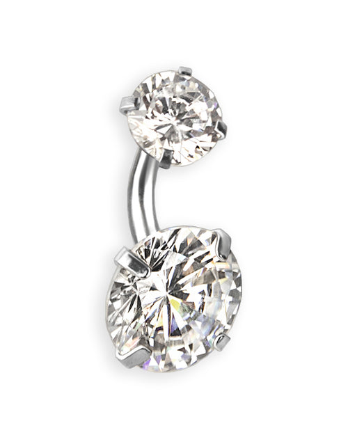 Piercing de ombligo con dos brillantes de circonita talla diamante