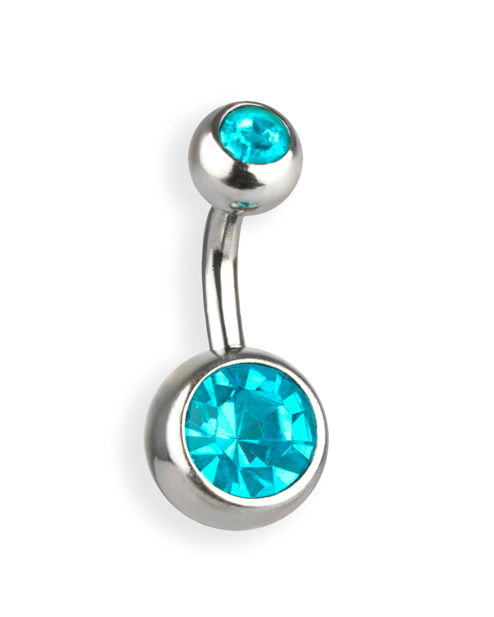 Piercing de ombligo doble joya con circonitas aqua