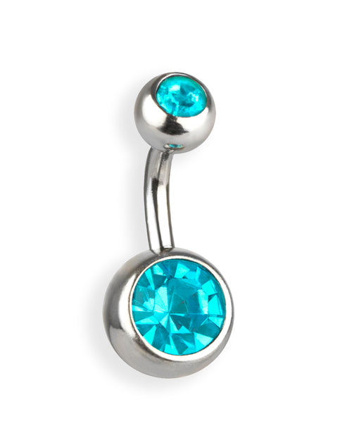 Piercing de ombligo doble joya con circonitas aqua