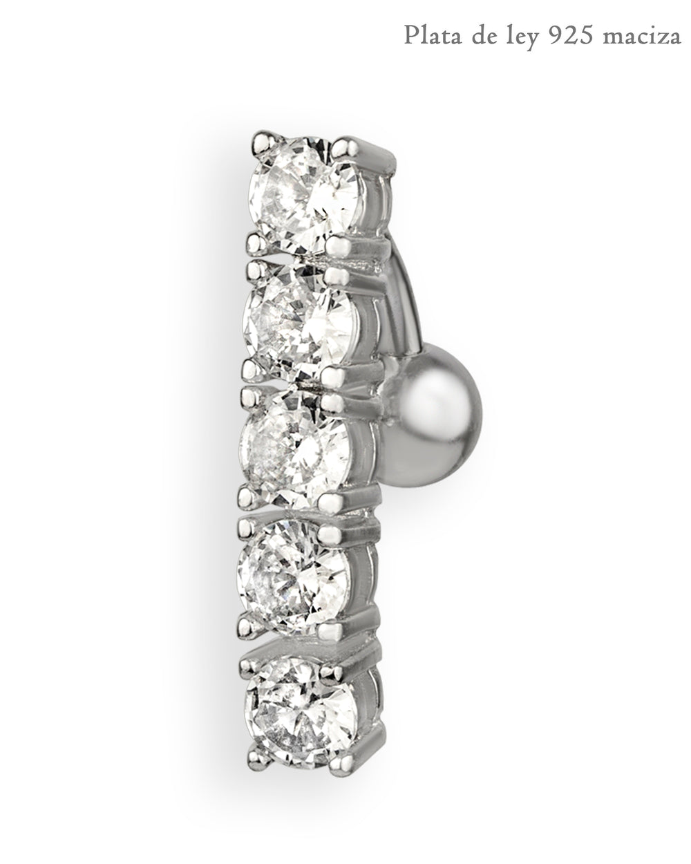 Piercing de ombligo invertido de plata de ley 925 con circonitas