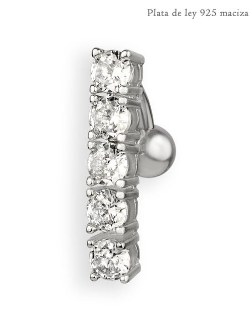 Piercing de ombligo invertido de plata de ley 925 con circonitas