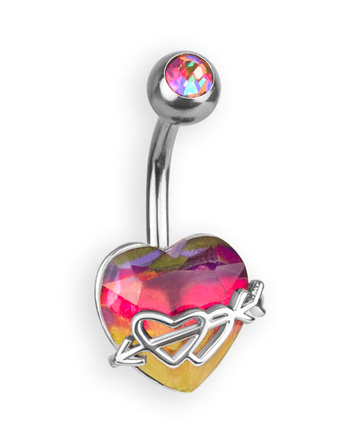 Piercing de ombligo con hermoso corazón facetado