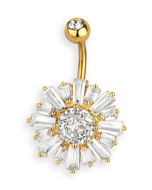 Piercing de ombligo exclusivo bañado en oro con circonitas brillantes