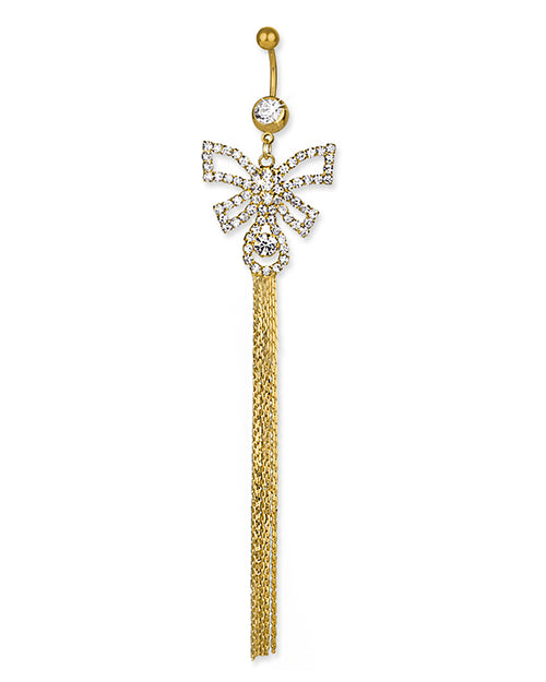 Gold Plated Belly Button Ring with Large Zirconia Butterfly